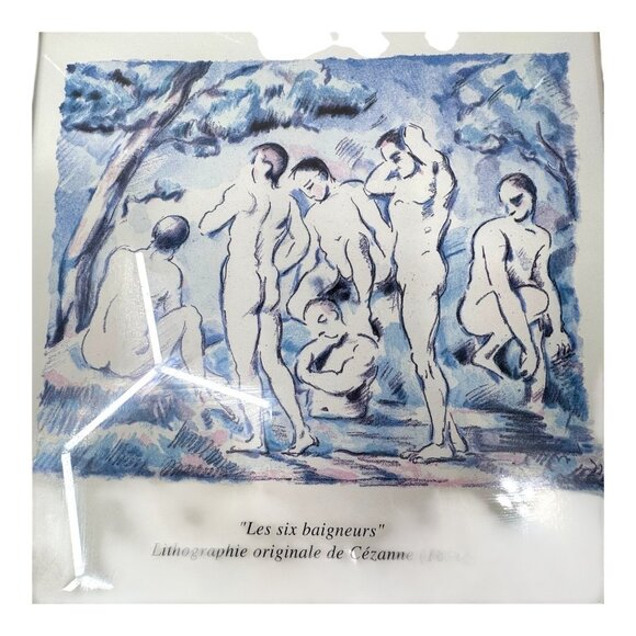 Framed Cezanne Art Print Les Six Baigneurs Lithograph Museum Poster Men Bathing - Picture 2 of 9
